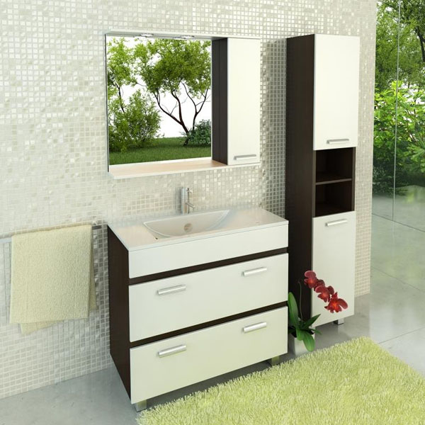 Тумба-умывальник Comforty "Манчестер-90" венге с раковиной Comforty 90E