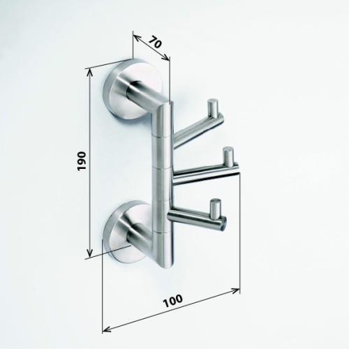 Крючок тройной поворотный NEO 55х190x110 мм, матовый хром