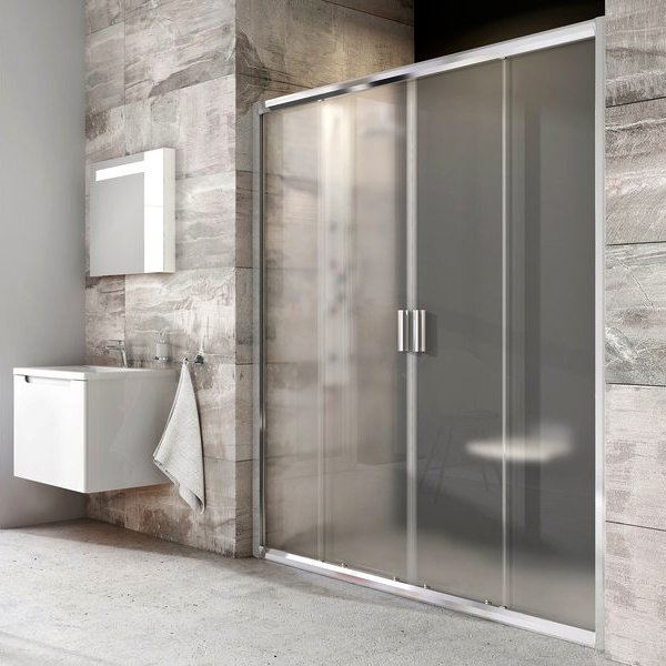 BLDP4-140 блестящий + Транспарент Blix душевая дверь раздвижная, четырехэлементная .