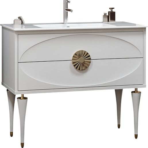 Тумба с раковиной Smile Ибица 90 белая, фурнитура золото
