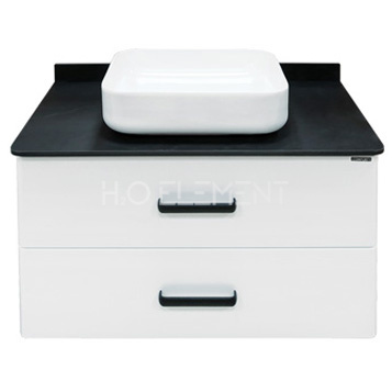 Тумба-умывальник Comforty "Амстердам-95" белая с черной столешницей, с раковиной Comforty T-Y9378