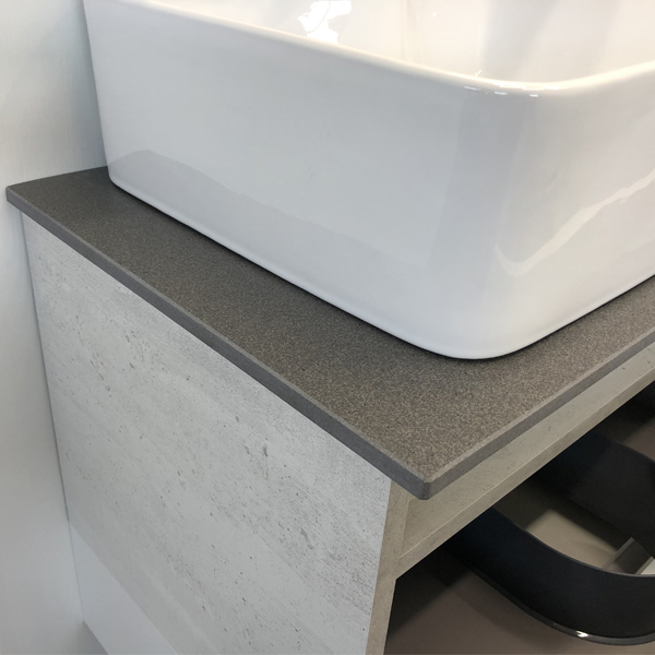 Тумба-умывальник Comforty "Прага-60" дуб белый с серой столешницей, с раковиной Comforty PZ-6068