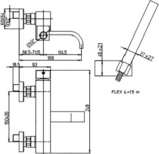 Смеситель Paini Dax-R 84CR105R2SKM для ванны с душем