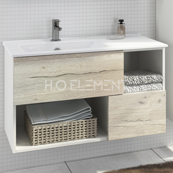 Тумба-умывальник Comforty "Ганновер-90" дуб дымчатый светлый с раковиной Comforty 9090EL