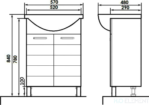 Тумба с раковиной 1 Orange Корро 55 кокос
