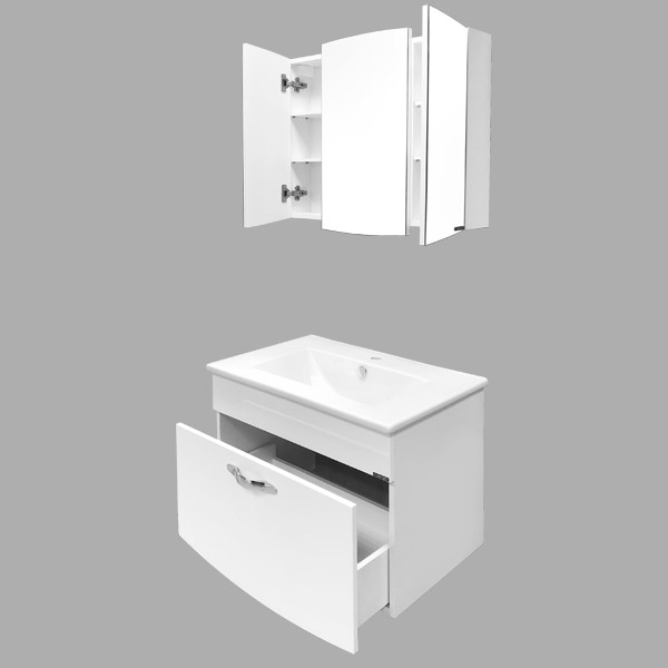 Тумба-умывальник Comforty "Лаура-75-1" подвесная белый с раковиной "Quadro 75"