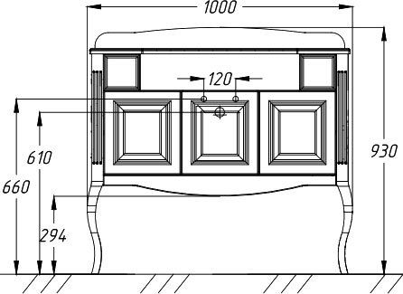 Тумба с раковиной Opadiris Лаура 100 белая матовая, с раковиной из литьевого мрамора