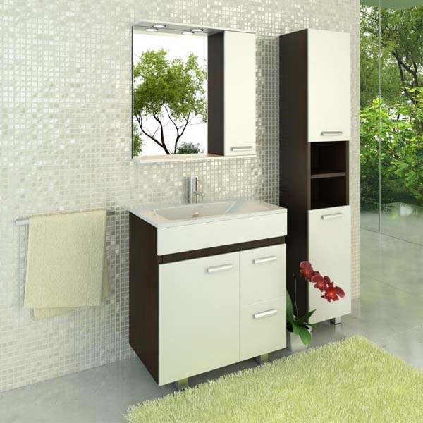 Тумба-умывальник Comforty "Манчестер-75" венге с раковиной Quadro 75