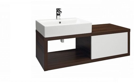 Тумба под раковину Dreja Storm Kube 72530 левосторонняя, белый/орех