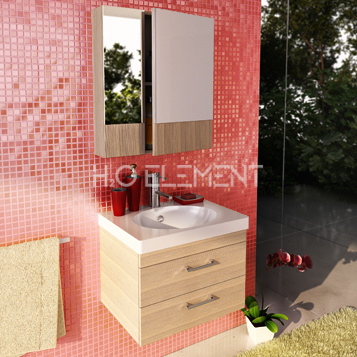 Тумба-умывальник Comforty "Ницца-60" подвесная сосна лоредо с раковиной "Eggo 60"/"Next 60"