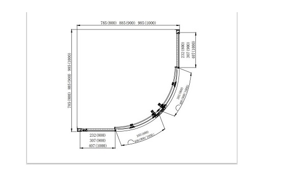 AQ ARI RO 08020BL Душевой уголок Aquatek 1/4 круга,800x800x2000, профиль черный, стекло прозрачное