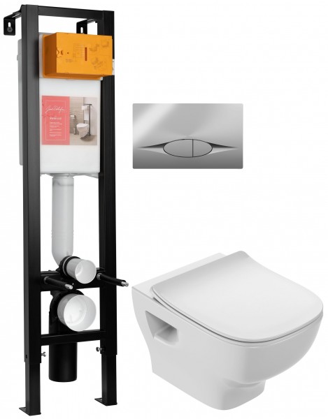 Комплект 4 в 1 Jacob Delafon унитаз с инсталляцией и клавишей смыва, E21754RU-00