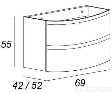 Тумба с раковиной Cezares Vague 140 две чаши bianco lucido