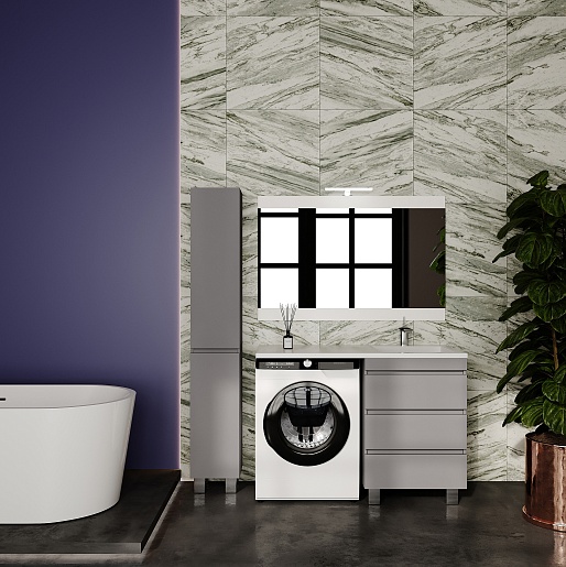 Тумба без раковины напольная Style Line "Даллас ЛЕОН 120" (3 ящ.) Люкс серая, СС-00002449