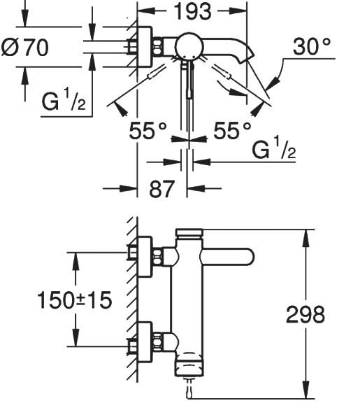 Смеситель Grohe Essence New 33624AL1 для ванны с душем