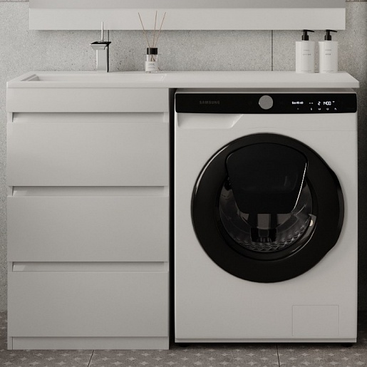 Тумба без раковины Style Line напольная "Даллас 110" (3 ящ.) Люкс белая, PLUS, СС-00002369