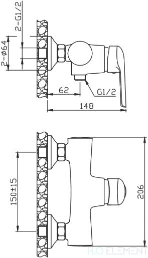 Смеситель 1 Orange Tony M54-200GNi для душа