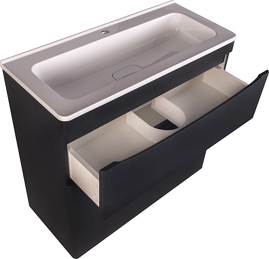 Тумба напольная Style Line "Бергамо мини 80" (2 ящ.) черный, PLUS (без раковины)