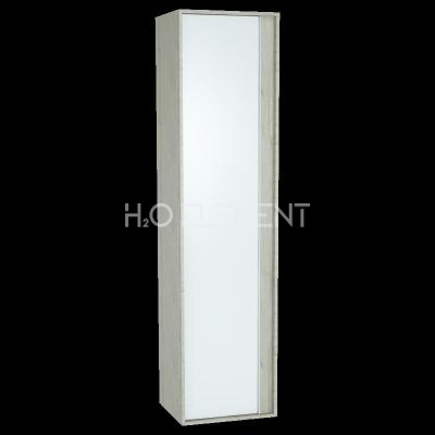 Пенал Metropole левосторонний, цвет серебристый дуб, фасад белое акриловое стекло