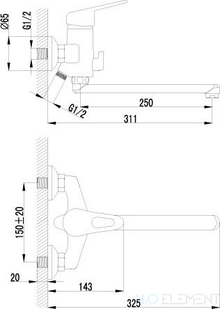 Смеситель Lemark Luna LM4112C универсальный с плоским изливом
