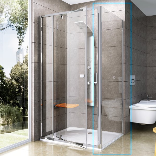 PPS-100 блестящая + Транспарент, PIVOT жесткая душевая стенка