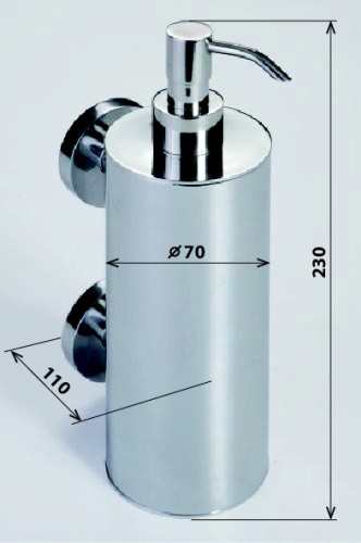 дозатор OMEGA настенный для жидкого мыла (большой метал.такан),2 держателя 70*230*110мм