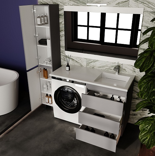 Тумба без раковины напольная Style Line "Даллас ЛЕОН 120" (3 ящ.) Люкс серая, СС-00002449