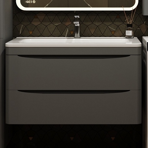 Тумба без раковины Style Line подвесная "Бергамо мини 90" (2 ящ.) серый, PLUS, СС-00002365