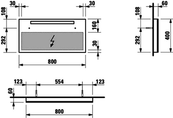 Зеркало Laufen Alessi one 4.4842.1.097.200.1 80x40 с подсветкой