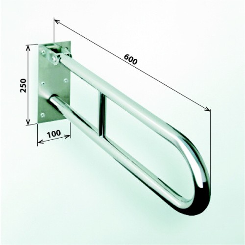 HOTEL Опорный U-образный поручень - 600mm, глянец