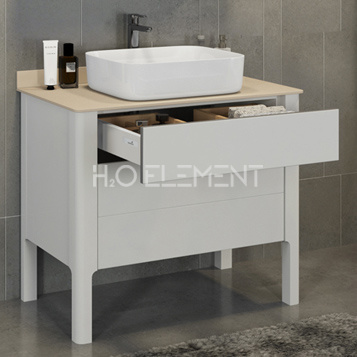 Тумба-умывальник Comforty "Лондон-90-2" белый с бежевой столешницей, с раковиной Comforty T-Y9378