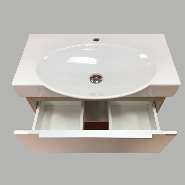 Тумба-умывальник Comforty "Самара-76" кофе полоска с раковиной "Signo 76 F01"/"Infinity 76"