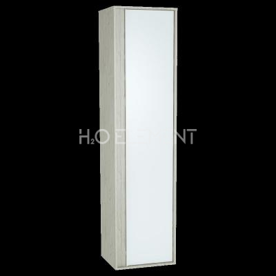 Пенал Metropole правосторонний, цвет серебристый дуб, фасад белое акриловое стекло