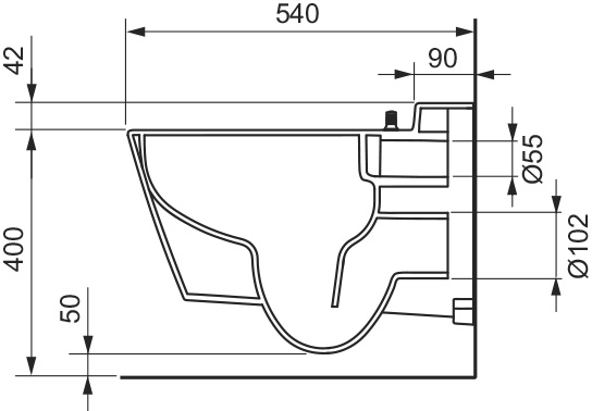Подвесной унитаз TECE с гигиеническим душем, 9700200