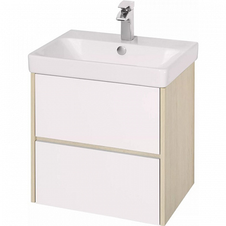 Тумба с раковиной Акватон Сканди 55 1A2517K0SDB20 белая/дуб верона