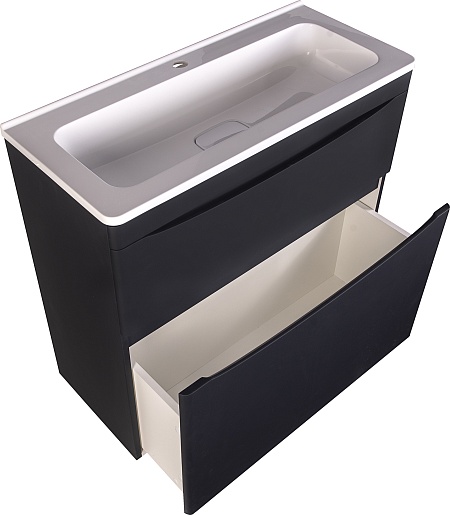 Тумба напольная Style Line "Бергамо мини 80" (2 ящ.) черный, PLUS (без раковины)