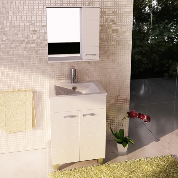 Тумба-умывальник Comforty "Модена-60" белый с раковиной "Quadro 60 "