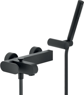 UP94110BM UP смеситель для ванны с душевым набором, матовый черный