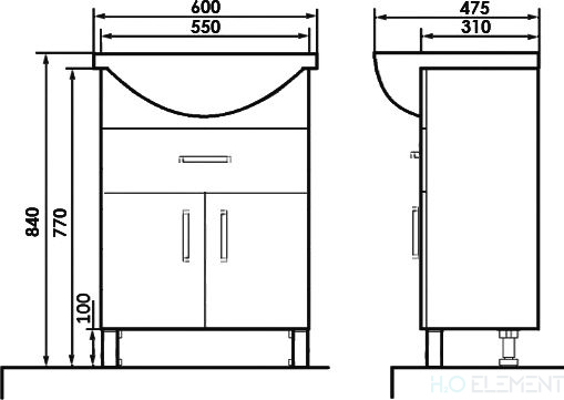 Тумба с раковиной 1 Orange Софи 60