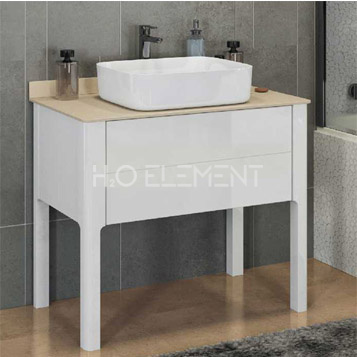 Тумба-умывальник Comforty "Лондон-90-1" белый с бежевой столешницей, с раковиной Comforty T-Y9378