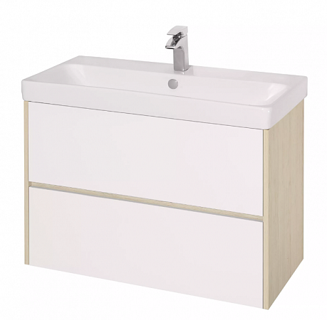 Тумба с раковиной Акватон Сканди 90 1A2519K0SDB20 белая/дуб верона