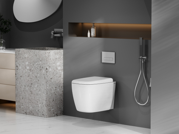 Унитаз ABBER Rechteck AC1217 подвесной белый, безободковый, смыв торнадо