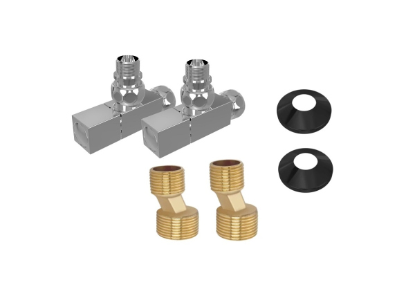 Комплект фитингов для подключения водяных полотенцесушителей, цвет хром, AQ 2020CH