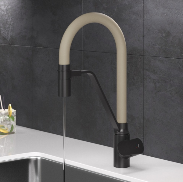 Смеситель для кухни с каналом для питьевой воды и гибким бежевым изливом AM.PM Like, F8007826