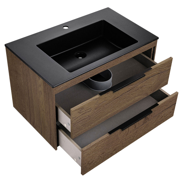 Тумба с раковиной Vincea Chiara 2D 800 подвесная, T.Oak, VMC-2C2800TO+VCB-13800W