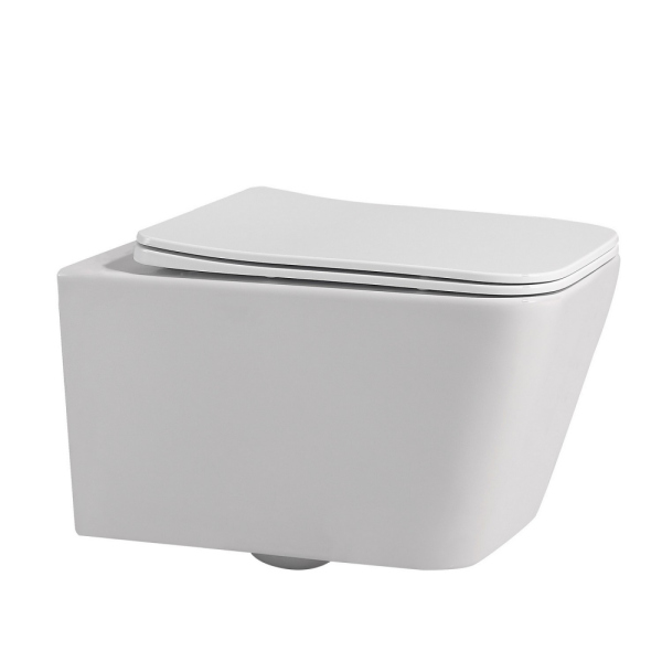 Комплект подвесной унитаз ABBER Rechteck белый с инсталляцией и кнопкой белая матовая
