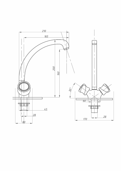 Смеситель для кухни FAUZT FZs-258-39 тип См-МДЦБА