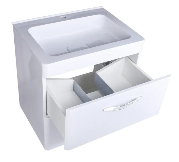 Тумба подвесная Style Line, "Каре 80" (2 ящ.) Люкс белая, СС-00002270