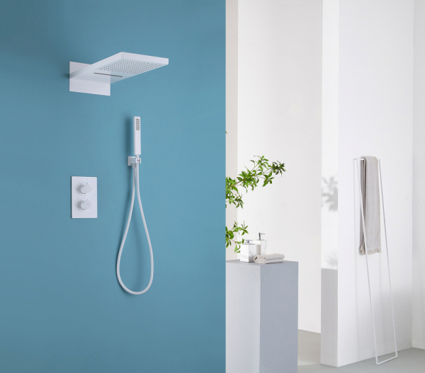 Душевая система ABBER Weiss Insel AF8052W скрытого монтажа без излива, термостат, белая