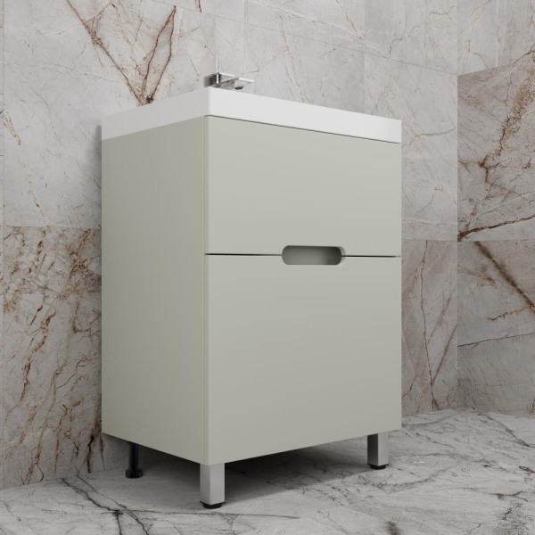 Тумба без раковины напольная "Матис 60" 60 (2 ящика), ОЛИВА, ЭМАЛЬ, ЛС-00002432